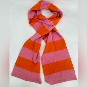 J. CREW Wool & Cashmere Blend-Pink & Orange Striped Scarf One Size